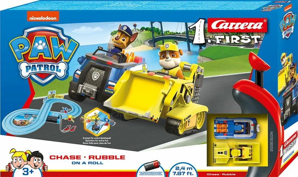 CARRERA FIRST PAW PATROL ON A ROLL SLOT CAR SET 3 CARRERA FIRST PAW PATROL ON A ROLL SLOT CAR SET