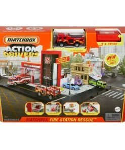 MATCHBOX ACTION DRIVERS PLAYSET FIRE STATION RESCUE